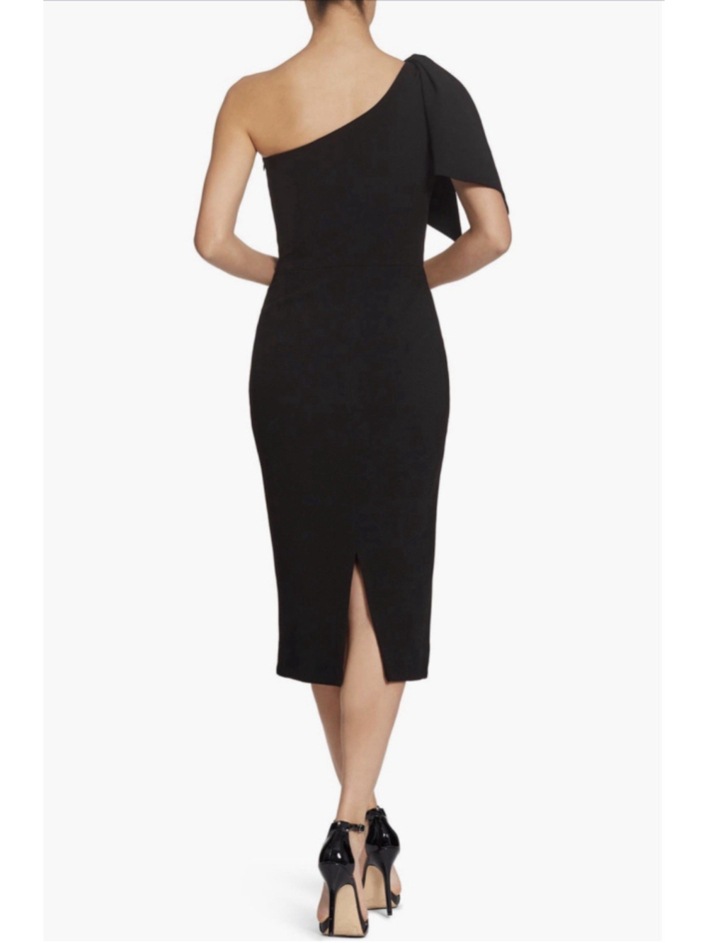 Dress The Population One Shoulder Midi Dress Size S LBD Minimalist Chic Cocktail - Picture 4 of 11